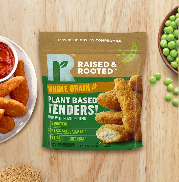 PlantBased Nuggets & Blended Patties Raised & Rooted